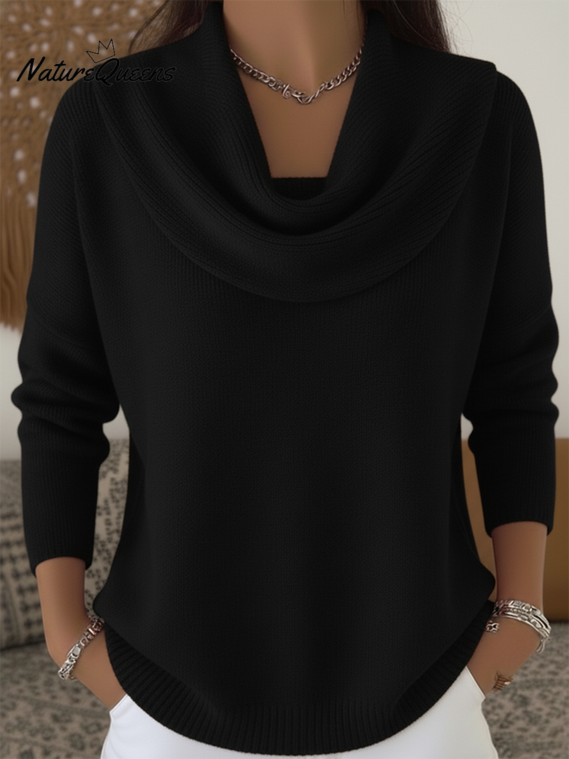 Soft and Elegant Solid Color Ruffled Collar Sweater Top