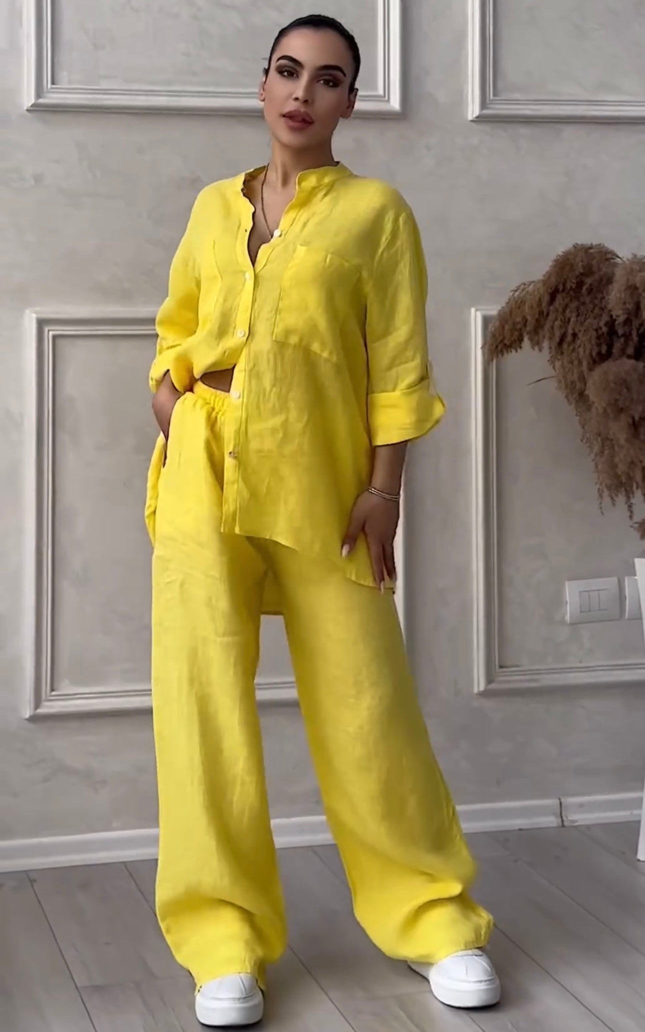 Women Linen Shirt & Trouser Set