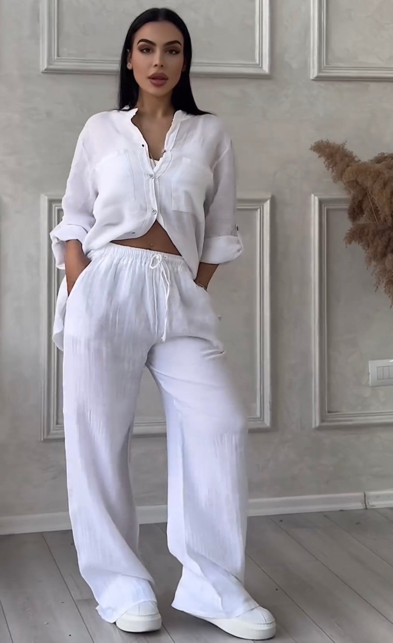 Women Linen Shirt & Trouser Set