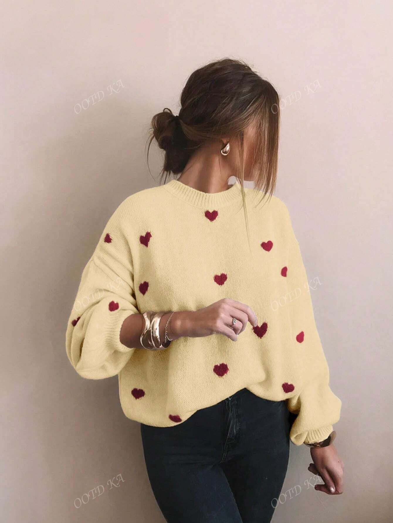 Women's printed crew neck sweater