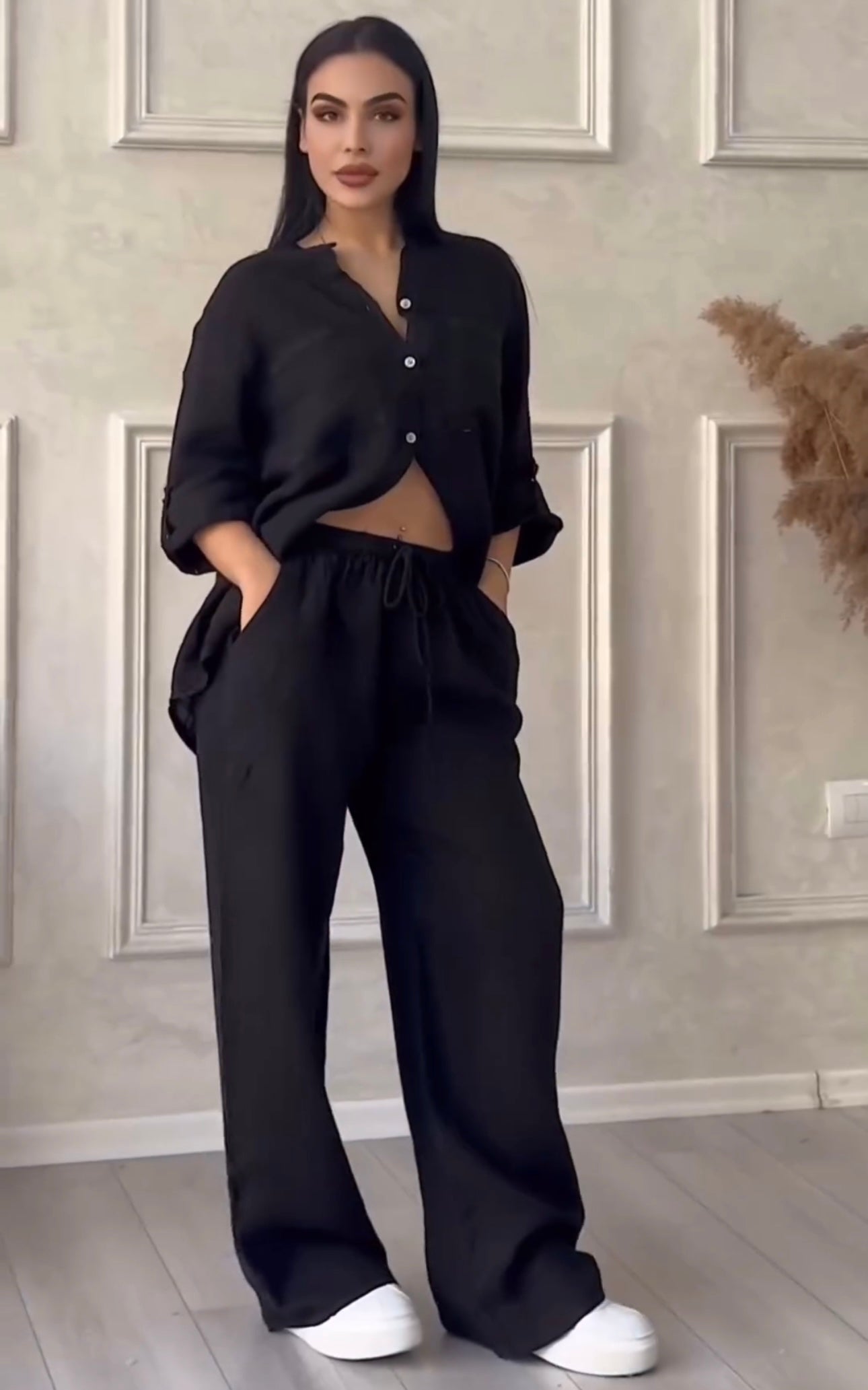 Women Linen Shirt & Trouser Set